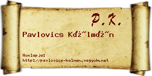 Pavlovics Kálmán névjegykártya